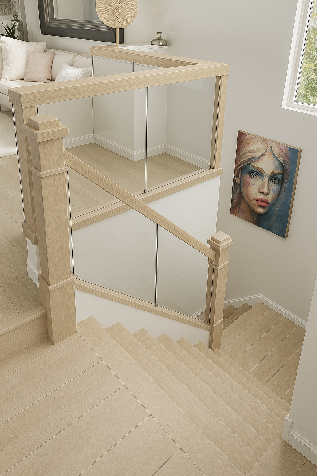 Custom Staircase & Glass Railing Renovation